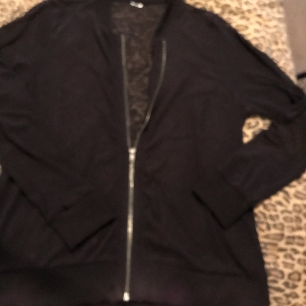 Venus size XL black sheer mesh zip jacket no pulls tag removed